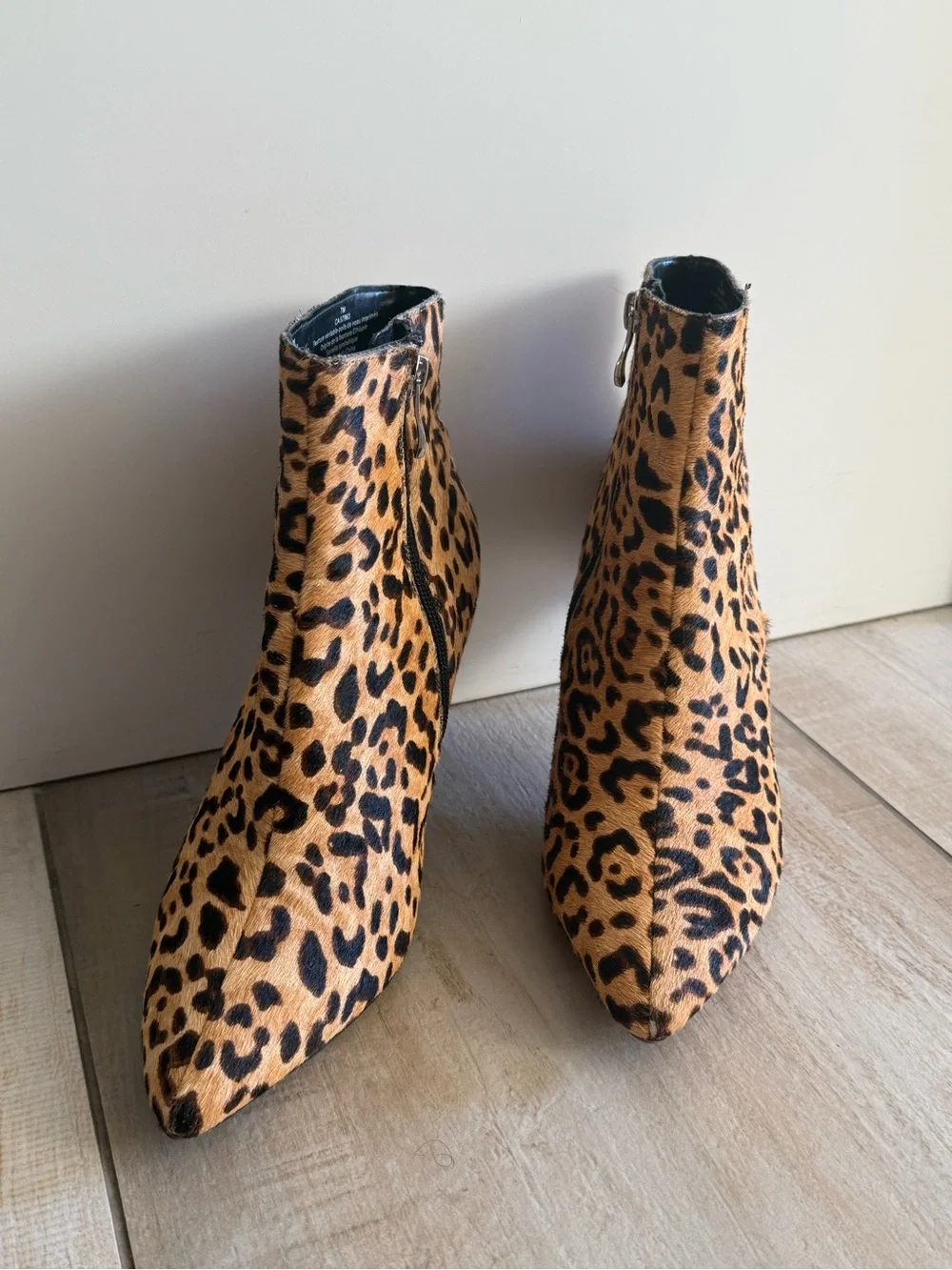 Halogen Leopard Print Pointed Toe Ankle Boots in Tan and Brown